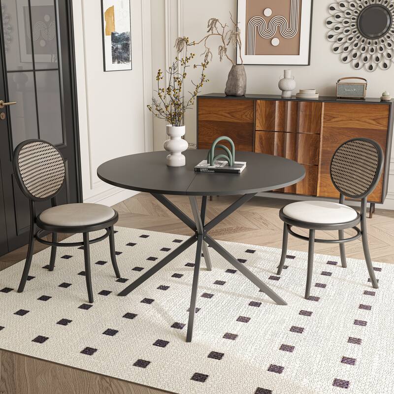 Modern Round Dining Table With Two Piece Detachable Table Top