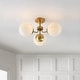 preview thumbnail 4 of 9, Ojai 23.5" 3-Light Bohemian Farmhouse Iron/Frosted Glass LED Semi Flush Mount, Brass Gold/White by JONATHAN Y