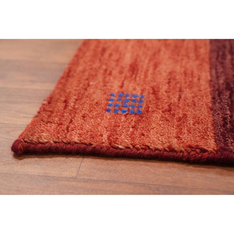 Hand Knotted Oriental 100% Wool Carpet Tribal Tribal Oranges & Rust Gabbeh Area Rug - 7' 9'' X 4' 11''