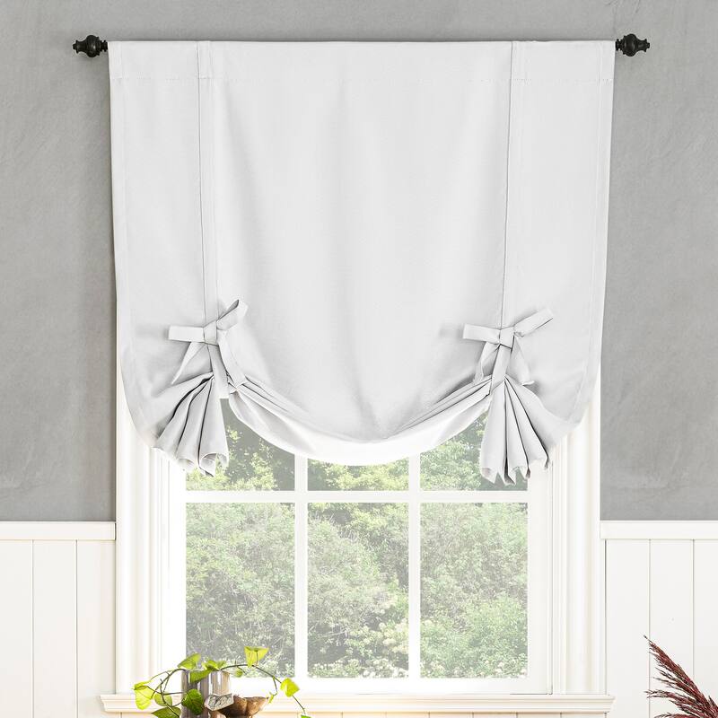 Sun Zero Greenwich Energy Saving Blackout Rod Pocket Window Tie-up Shade - 40" x 63" - White