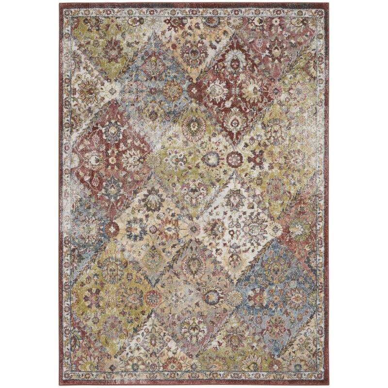 Calar Power Loomed Distressed Floral Traditional Stain Resistant Area Rug By HomeRoots - 87' X '63' X '0.5