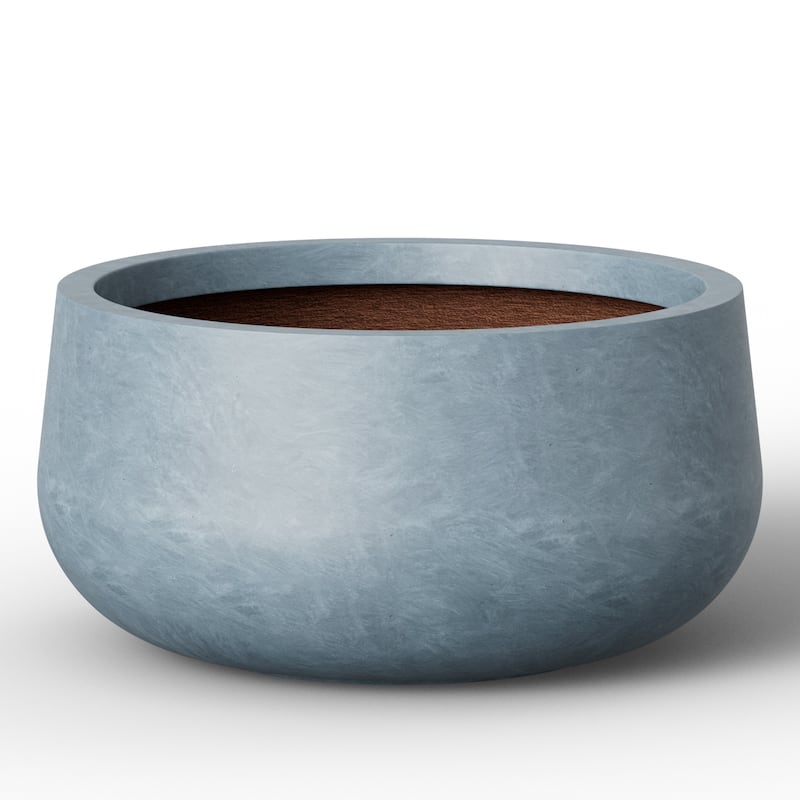 Enhanced Interior Round Concrete Plant Pot/Planter - 14.5 x 8 in - Slate Gray(Enhanced Interior)