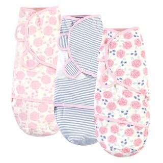 Touched by Nature Baby Girl Organic Cotton Swaddle Wraps, Pink Rose, 0-3 Months - Pink Rose - 0-3 Months
