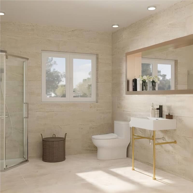 Dornberg 24" Bathroom Ceramic Console Sink White Basin and Legs with Overflow