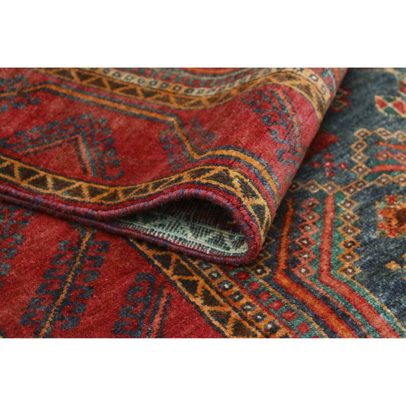 Fine Vintage Distressed Maryanne Navy/Red Rug - 3'6" x 6'11"