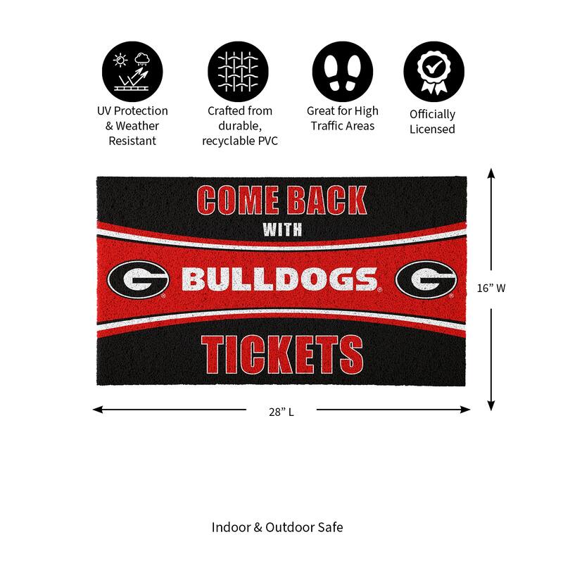 University of Georgia 28 in. x 16 in. PVC "Come Back With Tickets" Trapper Door Mat