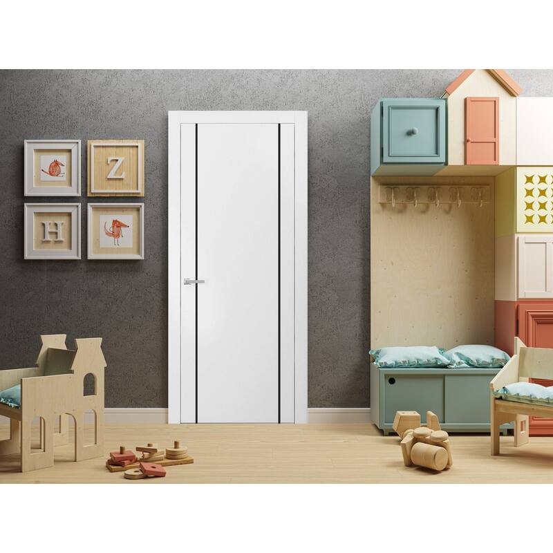 Solid French Double Doors 56 x 80 Planum 0016 White Silk with