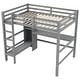 preview thumbnail 8 of 22, Full Size Loft Bed with Bulit-in Desk and Multifunction Storage Shelves, Wooden Loft Bedframe with Ladder and Guardrail
