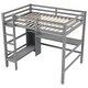 preview thumbnail 19 of 22, Full Size Loft Bed with Bulit-in Desk and Multifunction Storage Shelves, Wooden Loft Bedframe with Ladder and Guardrails