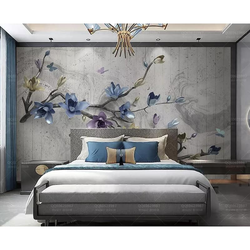 GK Wall Design 3D Dark Floral Magnolia Blossom Classic Removable Wallpaper