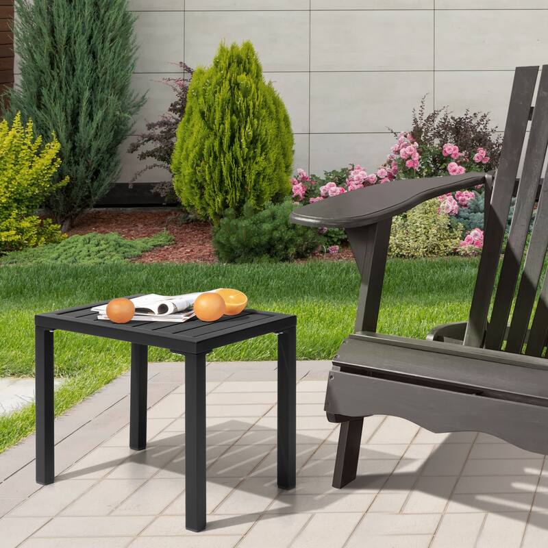 VredHom Outdoor Aluminum Patio Side Table - 18.1 in L * 13.8 in W * 15.7 in H