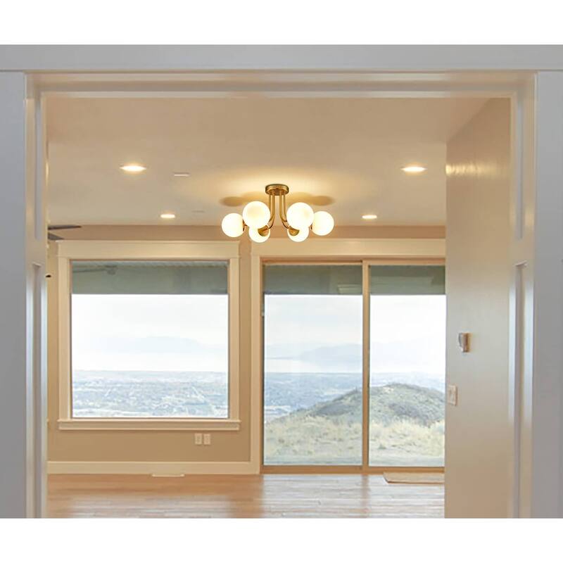 Tiber Modern Globe Semi-Flush Mount Ceiling Light - 3 Light & 6-Light