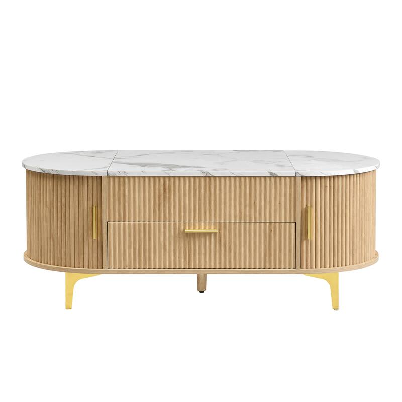 Scott Living - Nova Modern Lift-Top Coffee Table with Sliding Doors, Large Drawer, and Smart Storage Design