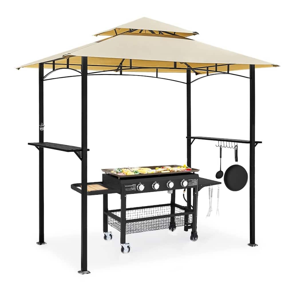 AECOJOY 8' x 5' Outdoor Grill Gazebo 2-Tier Waterproof BBQ Grill Tent