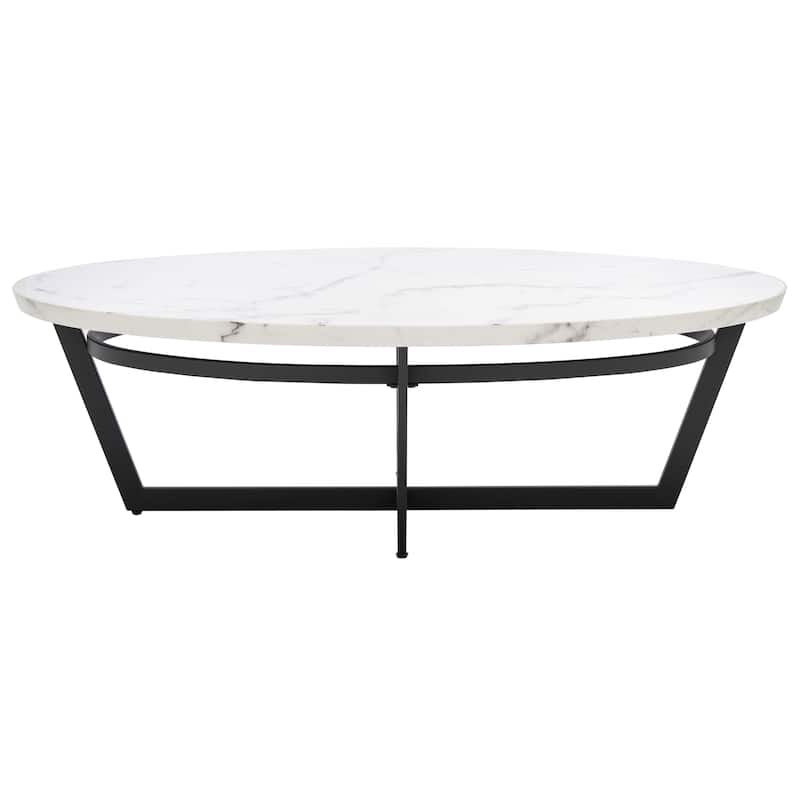 SAFAVIEH Corene White Marble/ Black Oval Coffee Table - 47.5" W x 31.5" L x 15" H - 48Wx32Dx15H