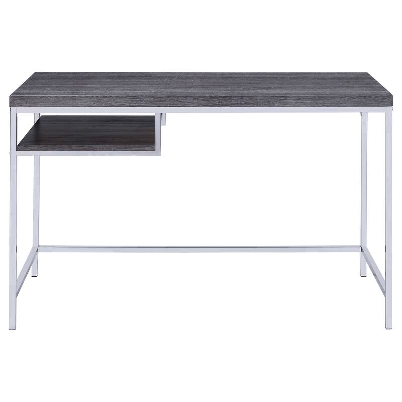 Kravitz Weathered Grey and Chrome Rectangular Writing Desk