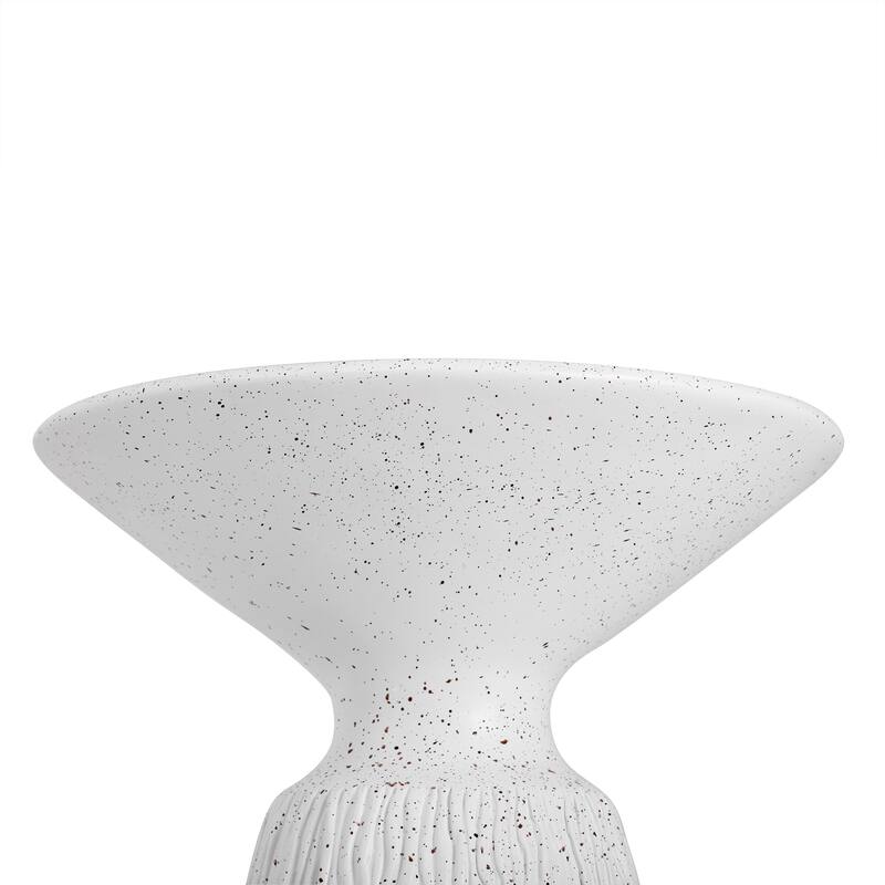 Outdoor White Marble Retro Speckled Textured All-Weather MGO Side Table Indoor End Table for Home, Office