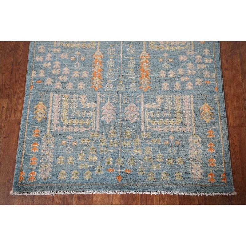 Light Blue Kazak Accent Rug Hand-Knotted Wool Carpet - 3'1" x 4'4"