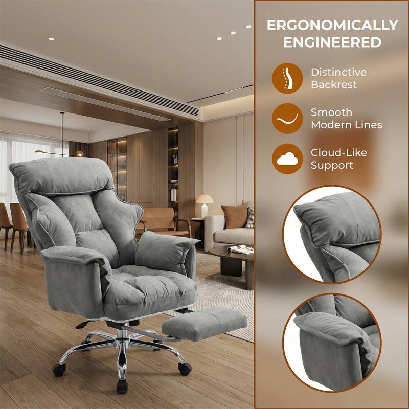 High-Back Executive Swivel Chair with Footrest & Adjustable Lumbar Support