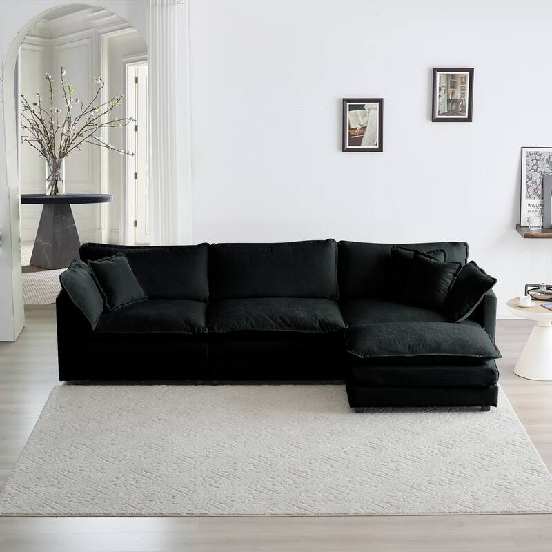 111.5" Modular Sectional Sofa, U Shaped Couch for Living Room, Modern Deep Seat Sofa Chenille Fabric Couches with Ottoman