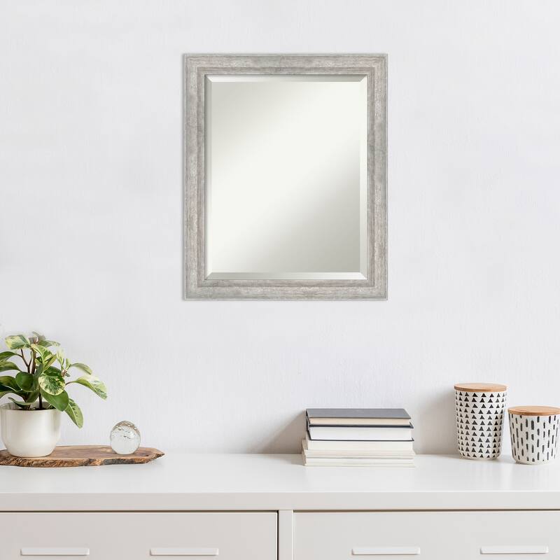 Angled Beveled Wood Framed Wall Mirror
