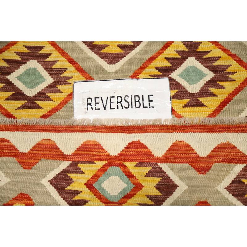 Hand Woven Oriental 100% Wool Carpet Southwestern Geometric Multi-Colored Kilim Area Rug - 5' 1'' X 3' 5''