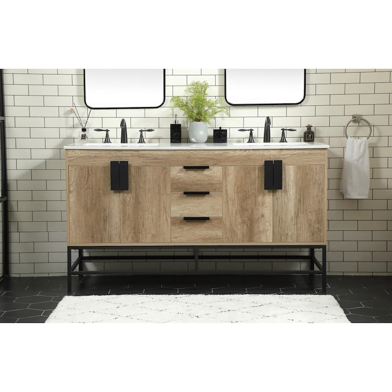 Blossom 60 Inch Double Bathroom Vanity - 60 Inches - Natural Oak