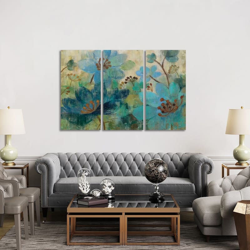 iCanvas "Peacock Garden " by Silvia Vassileva 3-Piece Canvas Wall Art Set - 40x60x1.5