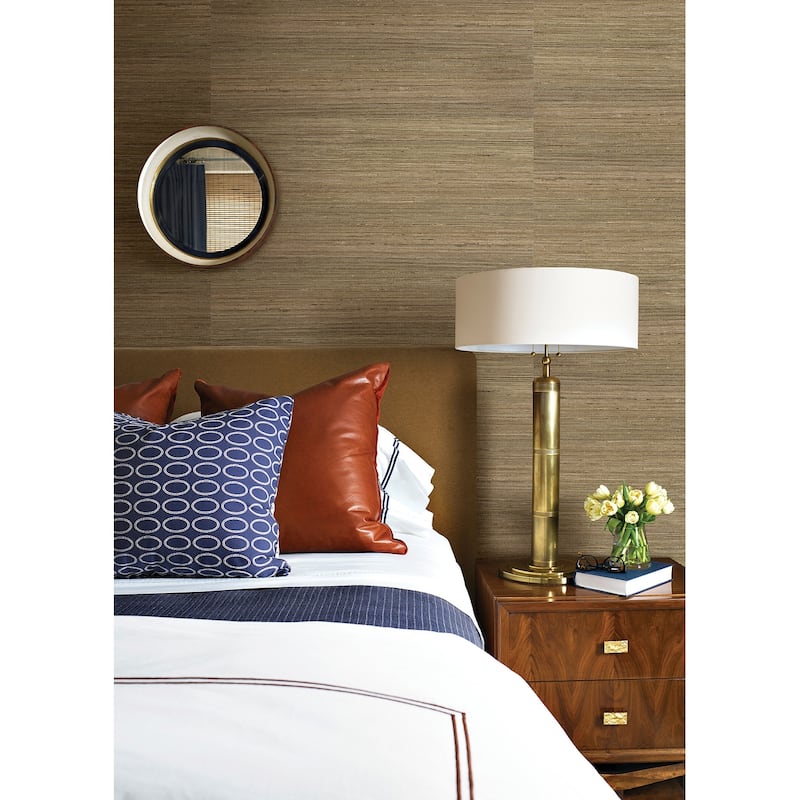 A-Street Prints Sanji Coffee Grasscloth Wallpaper