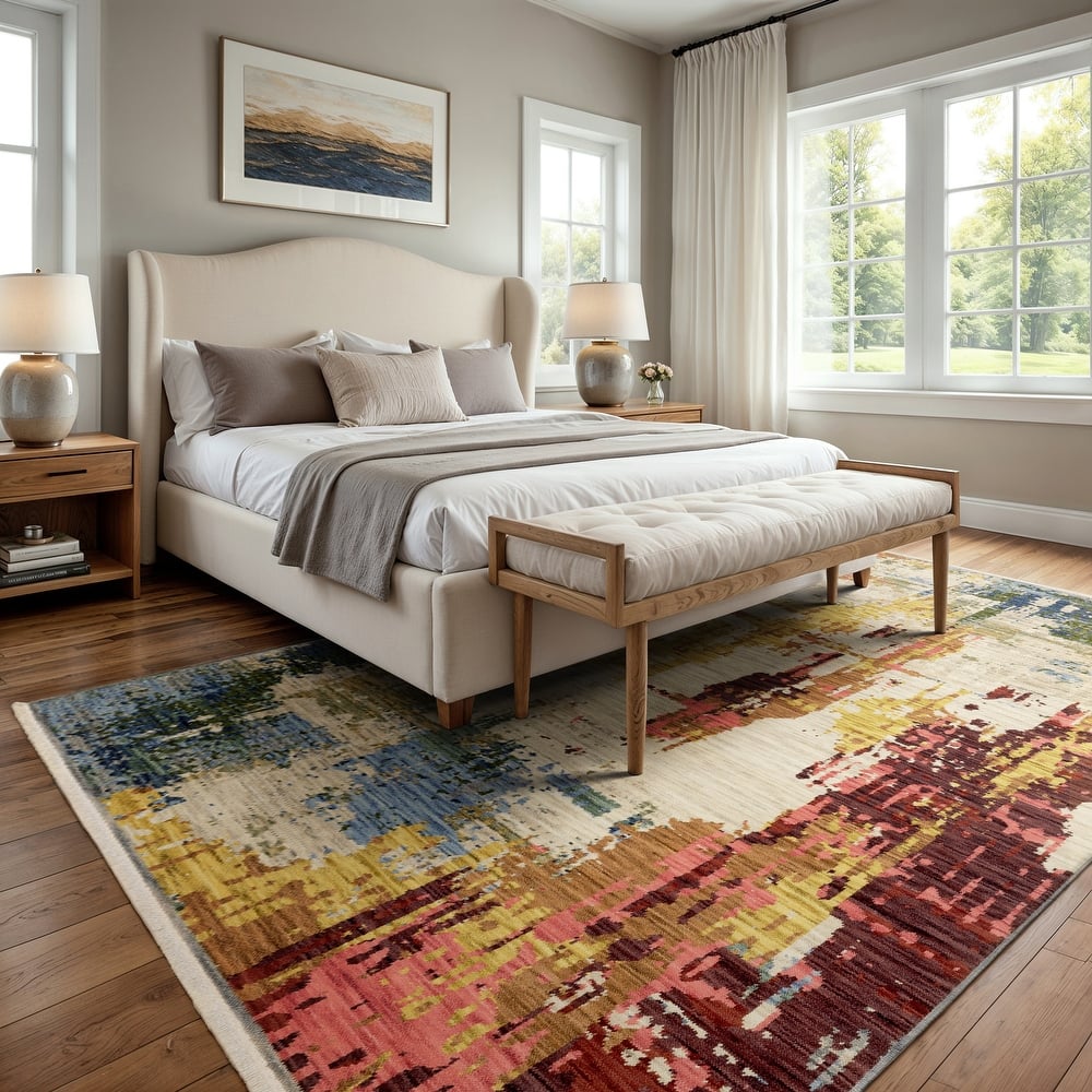 Style Haven Shiloh Abstract Beige/Multi Wool Blend Area Rug