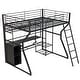 preview thumbnail 7 of 13, Full Size Metal Gaming Bed with Built-in Desk, Open Wardrobe and LED, Multiple Storage Loft Bed Frame with Ladder