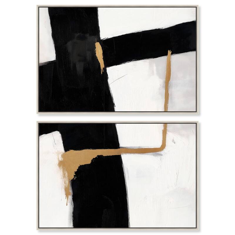 Urban Grid III Canvas Set of 2 by Art Remedy - 45" x 30" - Silver