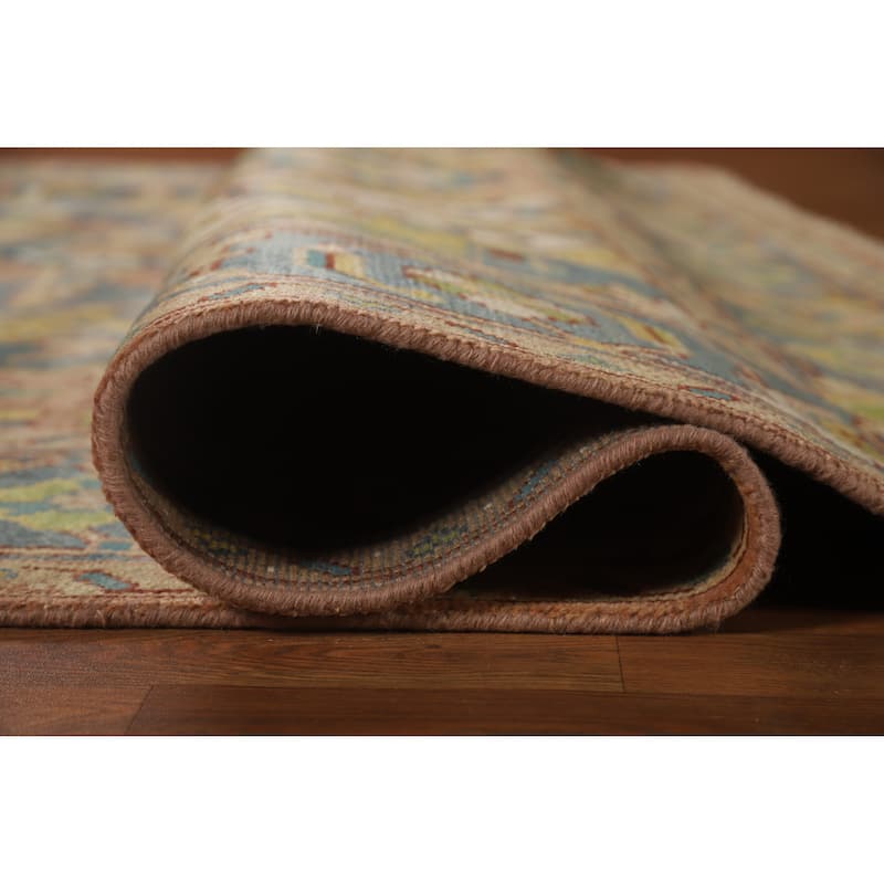 Hand Knotted Oriental 100% Wool Carpet Traditional Medallion Oranges & Rust Heriz (serapi) Area Rug - 11' 10'' X 9' 0''