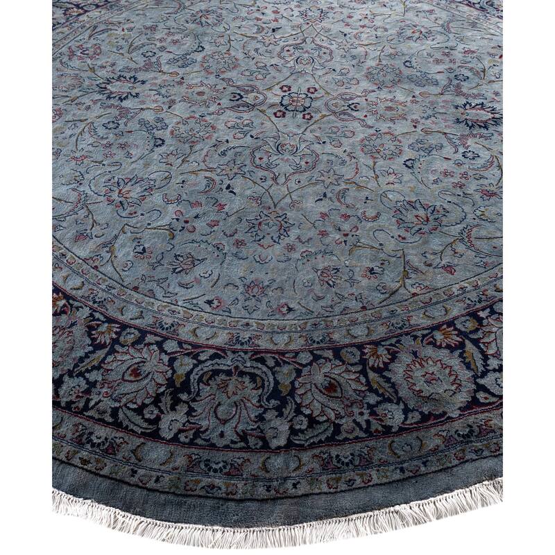 Overdyed One-of-a-Kind Hand-Knotted Round Area Rug - Gray - 8' 0" x 8' 1"