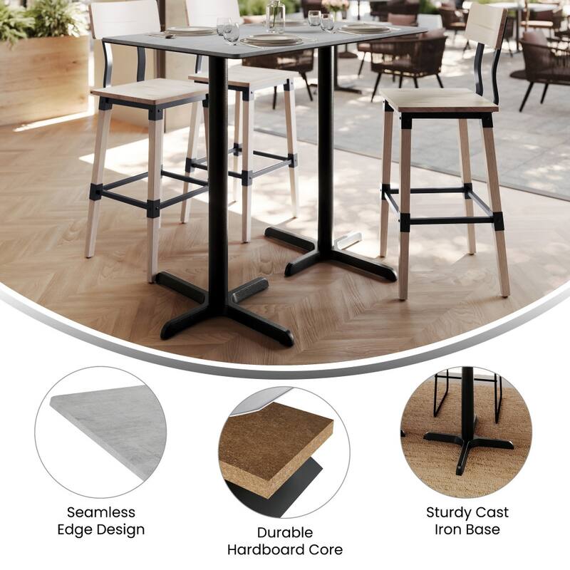 Commercial HPL Tabletop with Bar Height Crisscross Base - 48"W x 30"D x 42"H