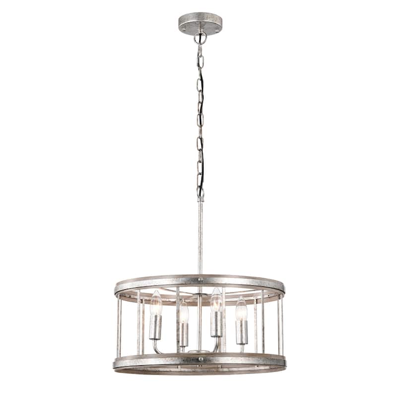 Zera 18 Inch Antique Rustic Drum Chandelier with 4 Light - N/A