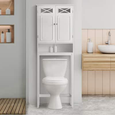 Teamson Home Dawson Over-the-Toilet Space Saver, White - 8"L x 25"W x 68"H