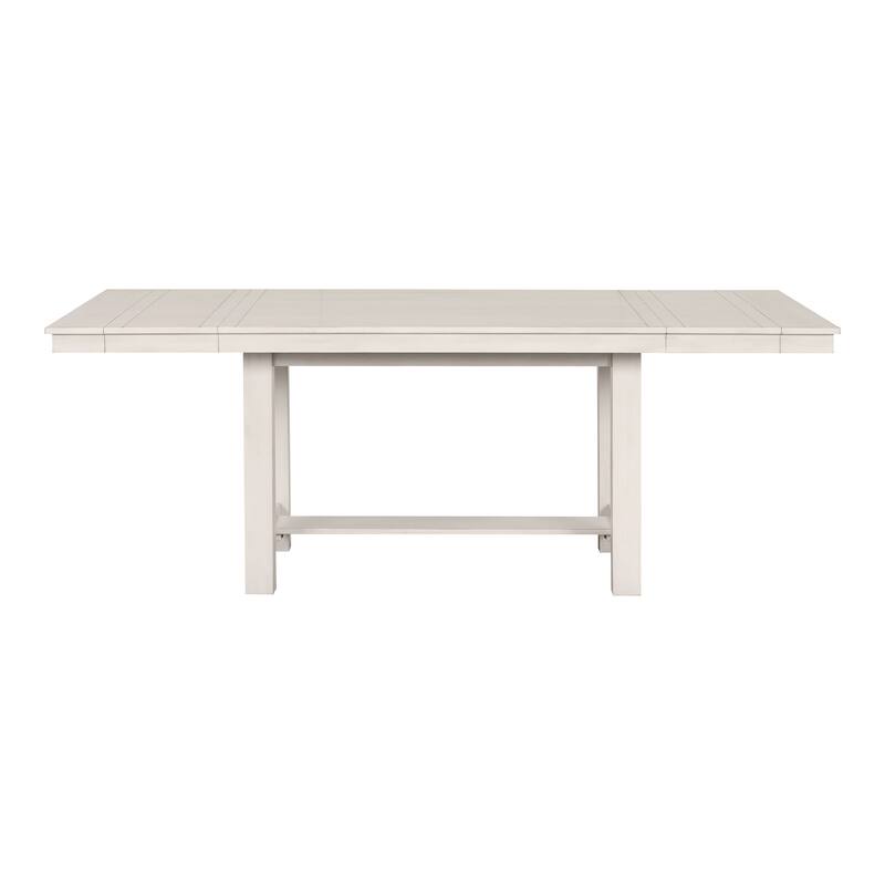 Furniture of America Hesnly Farmhouse Rustic White Oak 7-Piece Wood Extendable Dining Set