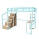 preview thumbnail 10 of 13, Full Loft Bed w/Desk & Storage - Heavy Metal Frame, 4 Cabinets, Staircase & Rack Space-Saver With USB & Outlet