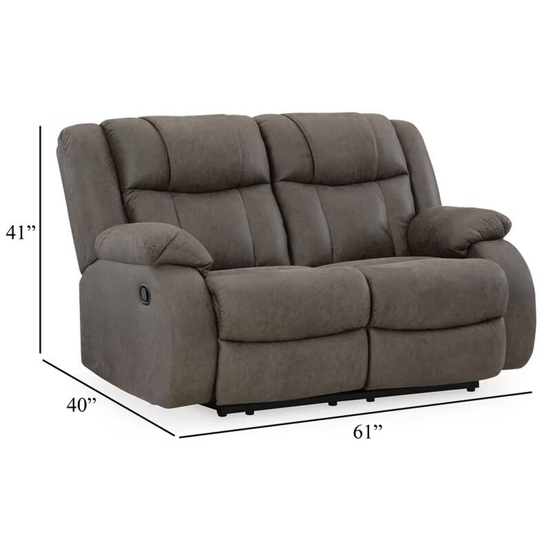 Perth Manual Reclining Loveseat, Foam, Slate Gray Faux Leather 61 Inch