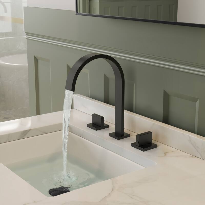 High-Arc Widespread Bathroom Sink Faucet, Double Handle 3-Hole Bathroom Faucet