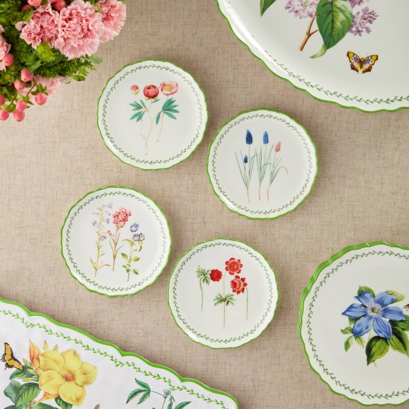 Certified International Mirabella 6" Canape/Luncheon Plates, Set of 4 Assorted Designs - 6.00"L x 6.00"W x 0.75"H