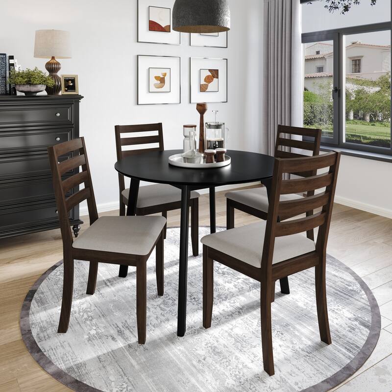 CraftPorch Timeless 4-Piece Chair and Round Table Wooden Dining Set