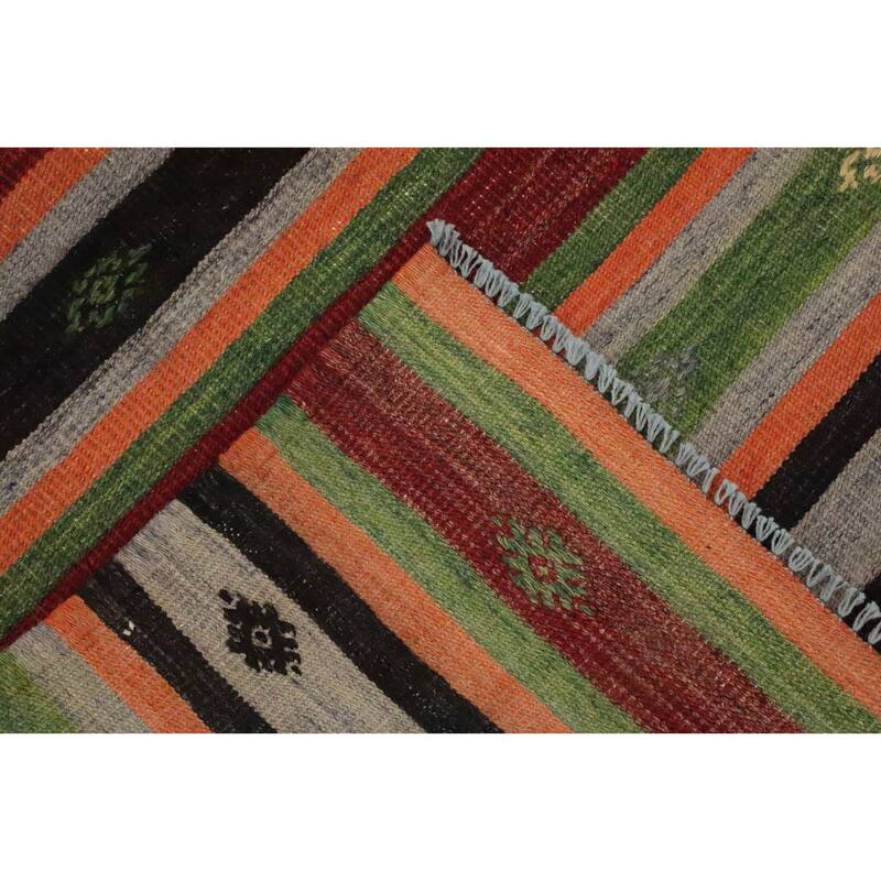 Hand Woven Oriental 100% Wool Carpet Southwestern Tribal Multi-Colored Kilim Area Rug - 10' 6'' X 6' 3''
