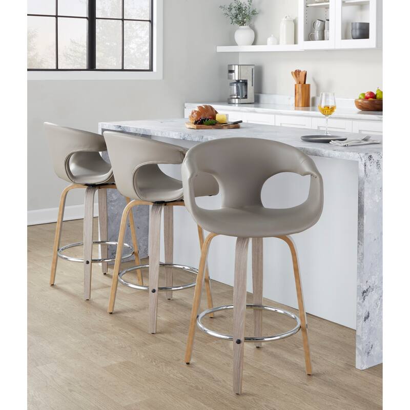 Carson Carrington Saurya 26" Fixed-Height Counter Stool with Bent Wood Legs & Round Footrest (Set of 2)