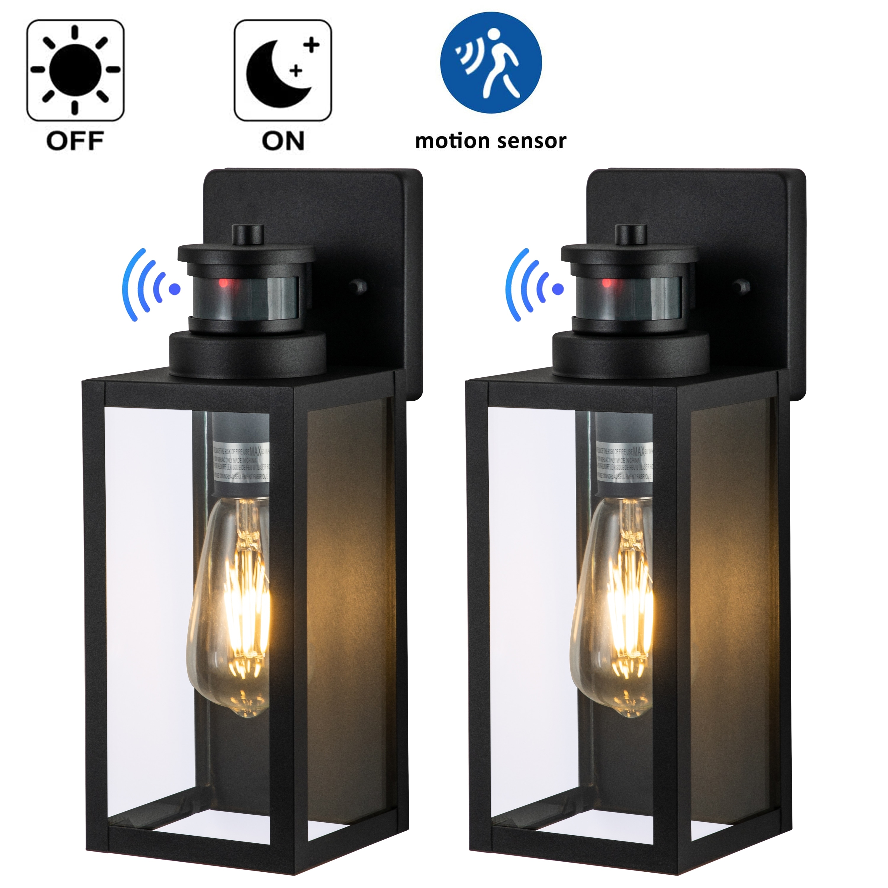 C Cattleya 2 Pack Motion Sensing Dusk to Dawn Matte Black Outdoor Wall Lantern On Sale Bed Bath Beyond 36080109
