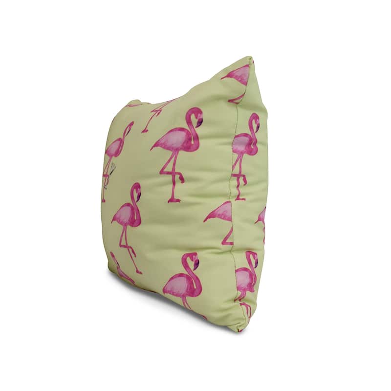 16 x 16 Inch Flamingo Fanfare Martini Animal Print Outdoor Pillow