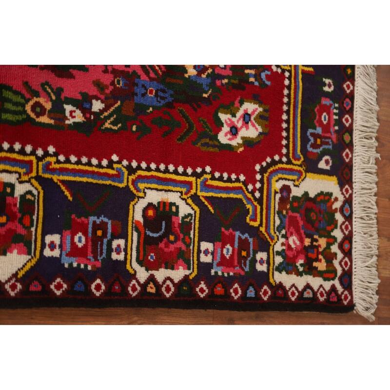 Hand Knotted Oriental 100% Wool Carpet Traditional Floral Pink Bakhtiari Area Rug - 4' 10'' X 3' 9''