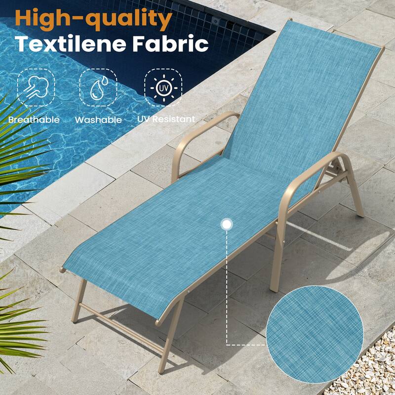 VredHom Outdoor Aluminum Adjustable Patio Chaise Lounge Chairs