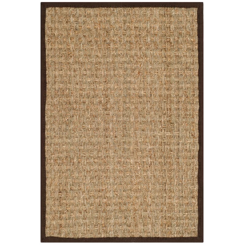 SAFAVIEH Natural Fiber Marina Basketweave Seagrass Rug - 2' x 3' - Natural/Dark Brown - Rectangle